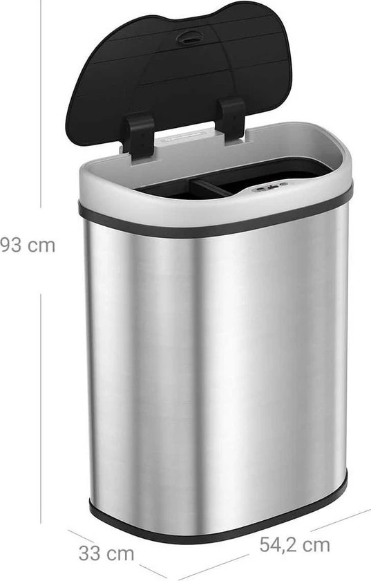 prijs Associëren Gezichtsveld 70L vuilnisbak met sensor, automatische vuilnisbak, 2 x 35L  afvalscheidingssysteem, vuilnisbak met 2 compartimenten, contactloos, voor  in de keuken, zilver LTB93NL - SimpleDeal.nl