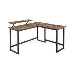 Bureau, L-Vormig Computer Bureau Met Beweegbare Monitor Bevestiging, 140 X 130 X 89 Cm, Hoek Bureau, Kantoor, Studie, Gaming, Ruimtebesparing, Eenvoudige Ä°nstallatie, Metaal, Vintage
