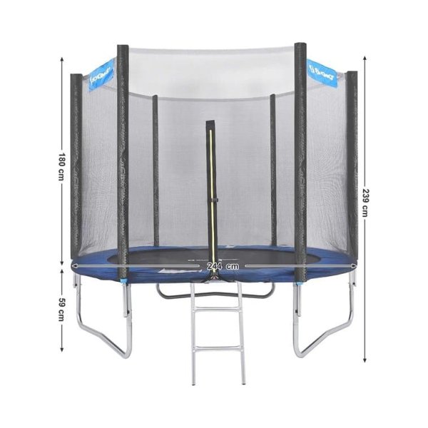 Veiligheid - Trampoline Expert - Veiligheidsnet - Gevoerde Stangen - Zwart