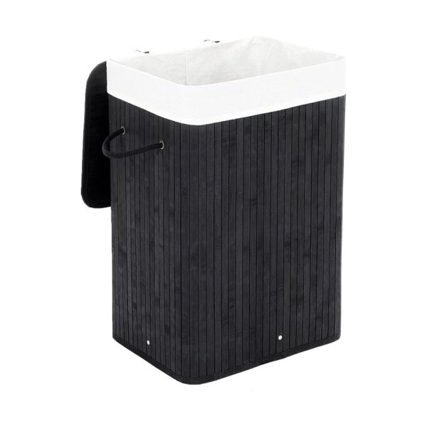 Wasbak - Bamboe wasmand - Opvouwbaar - Afneembaar - Zwart