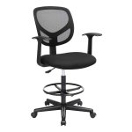 Ergonomische Hoge Bureaustoel met in Hoogte Verstelbare Voetsteun - Kassa Stoel - Zwart - max 75cm