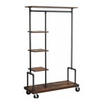 Kledingrek - Industrieel Design - 5 Planken - Bruin/Zwart