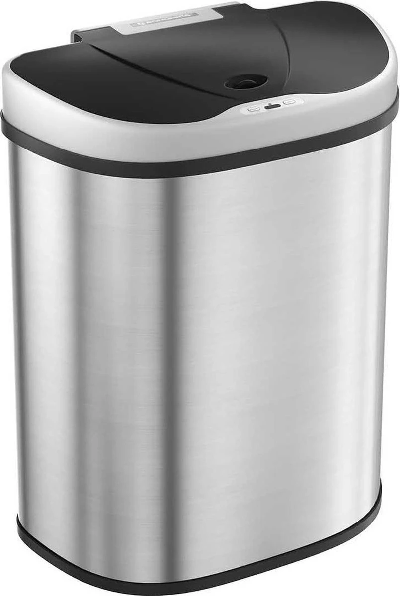 Aangepaste Eentonig Waden 70L vuilnisbak met sensor, automatische vuilnisbak, 2 x 35L  afvalscheidingssysteem, vuilnisbak met 2 compartimenten, contactloos, voor  in de keuken, zilver - SimpleDeal.nl