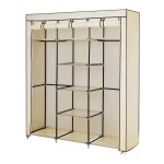 Garderobekast - Ruime opbergruimte - Handige haakstangen - Beige