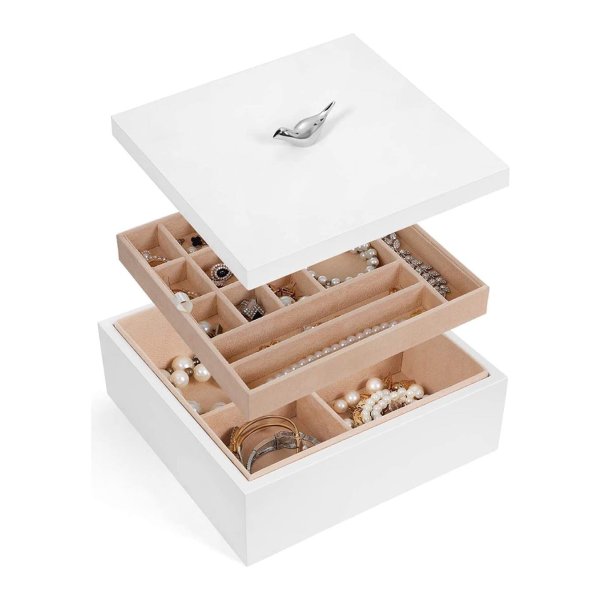 Sieradendoos - Luxe Merk - 2 Niveaus - Uitneembare Inzet - Wit