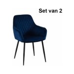 Eetkamerstoelen - Luxe Living - Velvet - Set van 2 - Blauw