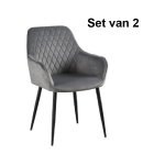 Eetkamerstoelfluweel - Comfort Queen - Comfortabel en elegant - Grijs