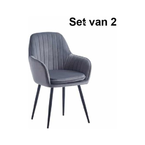 Eetkamerstoel - Demi - Velvet - Grijs