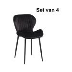 Eetkamerstoelenset - Jay - Velours - Zwart