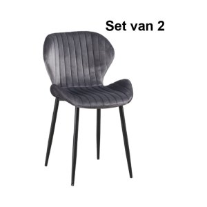 Eetkamerstoelen - Luxe Comfort - Velours - Antraciet