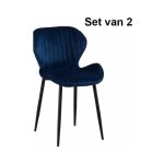 Eetkamerstoelen - Zaza Home - Velours - Blauw