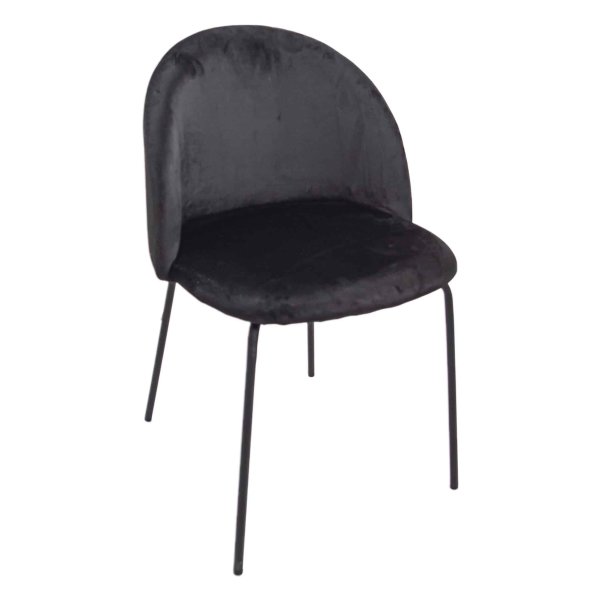 Eetkamerstoel - Zaza Home - Fluwelen bekleding - Zwarte