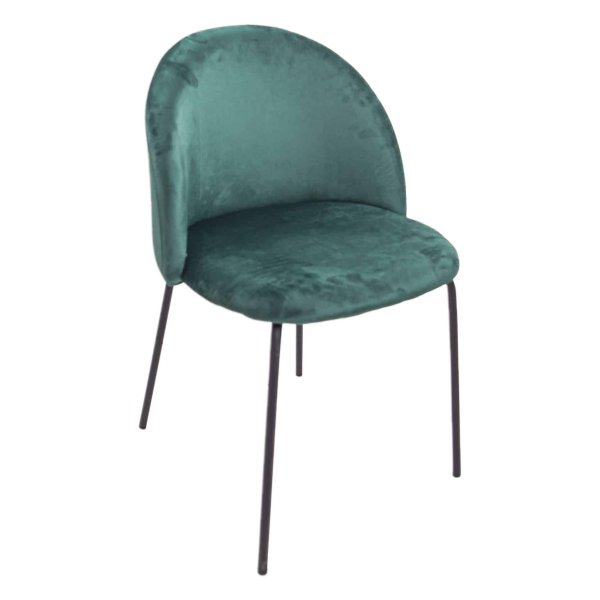 SAM Fluwelen Eetkamerstoel – Zwarte Poten – Comfortabel – Groen