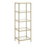 Boekenkast - Glazen Vitrinekast - 5 Laags Modern Design - Gouden frame
