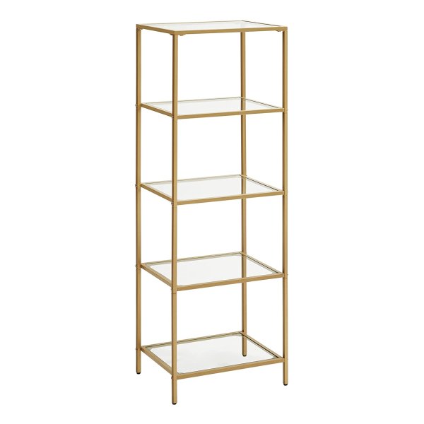 Boekenkast - Glazen Vitrinekast - 5 Laags Modern Design - Gouden frame
