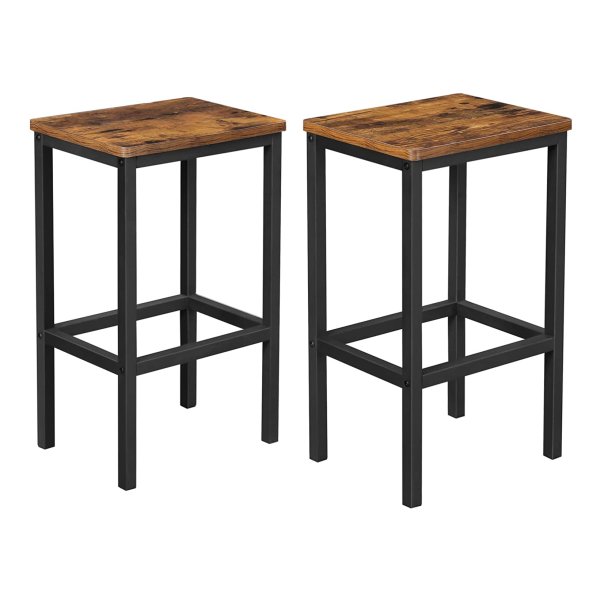 Barkruk, 2-Delige Set, Barstoelen, Keukenstoelen, Voor Keuken, Woonkamer, Eetkamer, 40 X 30 X 65 Cm, Vintage Bruin-Zwart