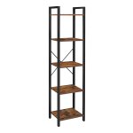 Boekenkast – Boekenrek hout – Wandkast Industrieel – Vintage – Opbergrek – Opbergkasten – Metaal - Zwart
