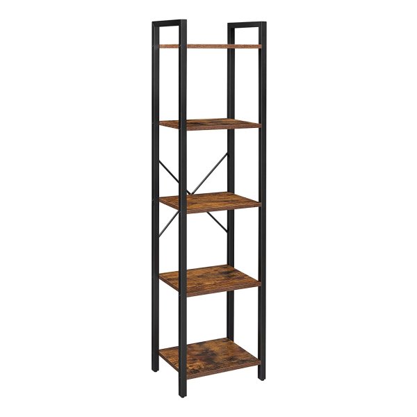 Boekenkast – Boekenrek hout – Wandkast Industrieel – Vintage – Opbergrek – Opbergkasten – Metaal - Zwart