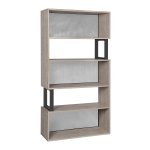 Boekenkast – Vrijstaand S-Design – 5 Niveaus – Grijs Zwart