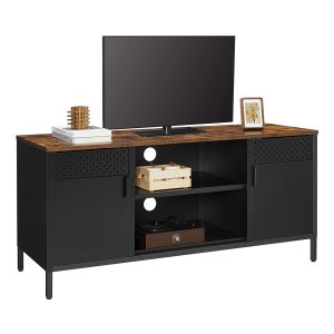 Tv-meubel - RetroDesign - verstelbare planken - geschikt voor 55 inch TV - vintage bruin-zwart