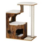 ZaZa Home Robuust Krabpaal voor Katten - Katten Klimboom 3 ligvlakken - Vintage Bruin