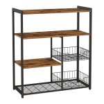 Keukenrek - Industrieel Vintage - Metalen Manden - Haken - Donkerbruin