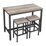 Bartafel Met 2 Barkrukken, Aanrecht Met Barstoelen, Keukentafel En Keukenstoelen Ä°n Ä°ndustrieel Ontwerp, Voor Keuken, 120 X 60 X 90 Cm, Grijs-Zwart Lbt015B02