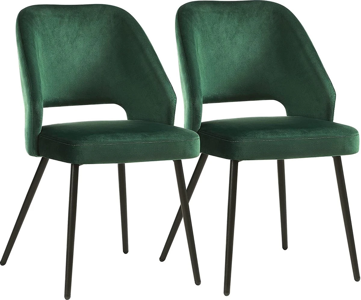 Kostbaar Mark Onverenigbaar Eetkamerstoelen set van 2, keukenstoelen, gestoffeerde stoelen met metalen  poten, woonkamerstoelen, loungestoelen, fluwelen hoes, zachte zitting en  rugleuning, groen LDC81GN - SimpleDeal.nl