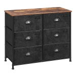 Dressoir Ladekast met 6 Laden – Stijlvolle Commode Kast, Rustiek Bruin Zwart