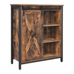 Dressoir, Keukenkastje Met Schuifdeur En Verstelbare Planken, Badkamerkast, Woonkamer, Hal, Keuken, Thuiskantoor, Stalen Frame, Ä°ndustriÃ«le Stijl, Vintage Bruin-Zwart