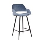 Zaza Home Barstoel 'Dorian' Velours Blauw (H-Zitting 65Cm)
