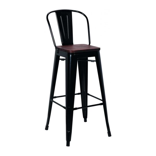 Zaza Home Set Van 4 Barstoel 'Oscar' Staal Zwart (H-Zitting 75Cm)