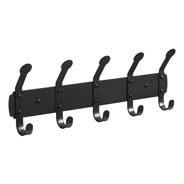Kapstokhaak, Rail, Kapstok, Wandkapstok, 5 Dubbele Haken, Gemaakt Van Metaal, Voor Kleding, Jassen, Hoeden, Tassen, Handdoeken, Badkamer, Keuken, Slaapkamer, Zwart