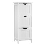 Badkamermeubel, Opbergkast, Smal Badkamermeubel Met 3 Lades, 32 X 30 X 81 Cm, Badkamer, Woonkamer, Slaapkamer, Keuken, Scandinavische Stijl, Mat Wit
