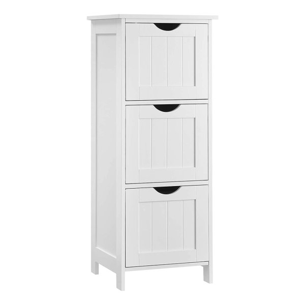 Badkamermeubel, Opbergkast, Smal Badkamermeubel Met 3 Lades, 32 X 30 X 81 Cm, Badkamer, Woonkamer, Slaapkamer, Keuken, Scandinavische Stijl, Mat Wit