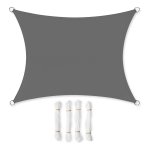 Zonnezeil 2 X 3 M, Waterdicht Tot Minstens 1000 Mm Waterkolom, 93% Uv-Bescherming, Zonwering Van Scheurvast Polyester, Weerbestendig, Tuin, Balkon, Terras, Camping, Rookgrijs
