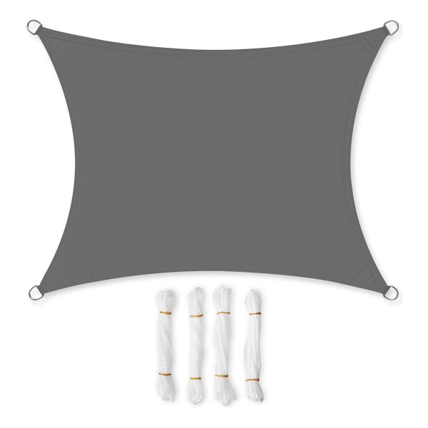 Zonnezeil 2 X 3 M, Waterdicht Tot Minstens 1000 Mm Waterkolom, 93% Uv-Bescherming, Zonwering Van Scheurvast Polyester, Weerbestendig, Tuin, Balkon, Terras, Camping, Rookgrijs
