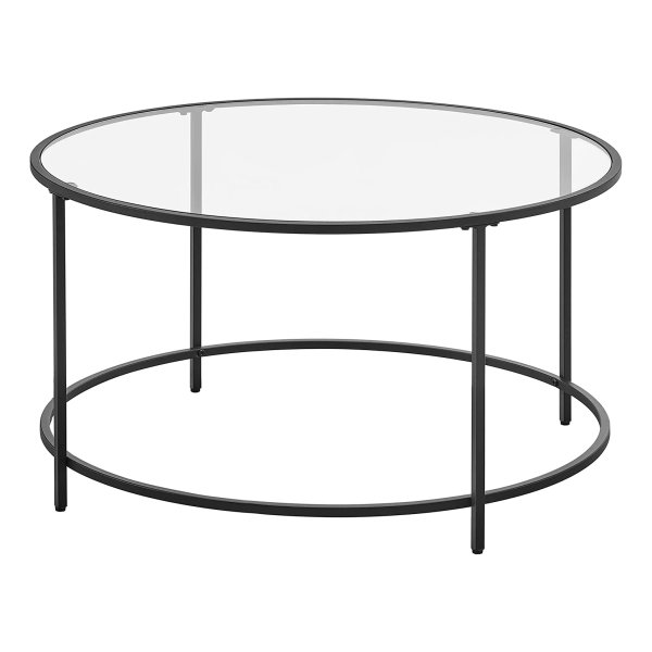 Ronde Salontafel – Woonkamertafel met Stalen Frame – Bijzettafel – Zwart