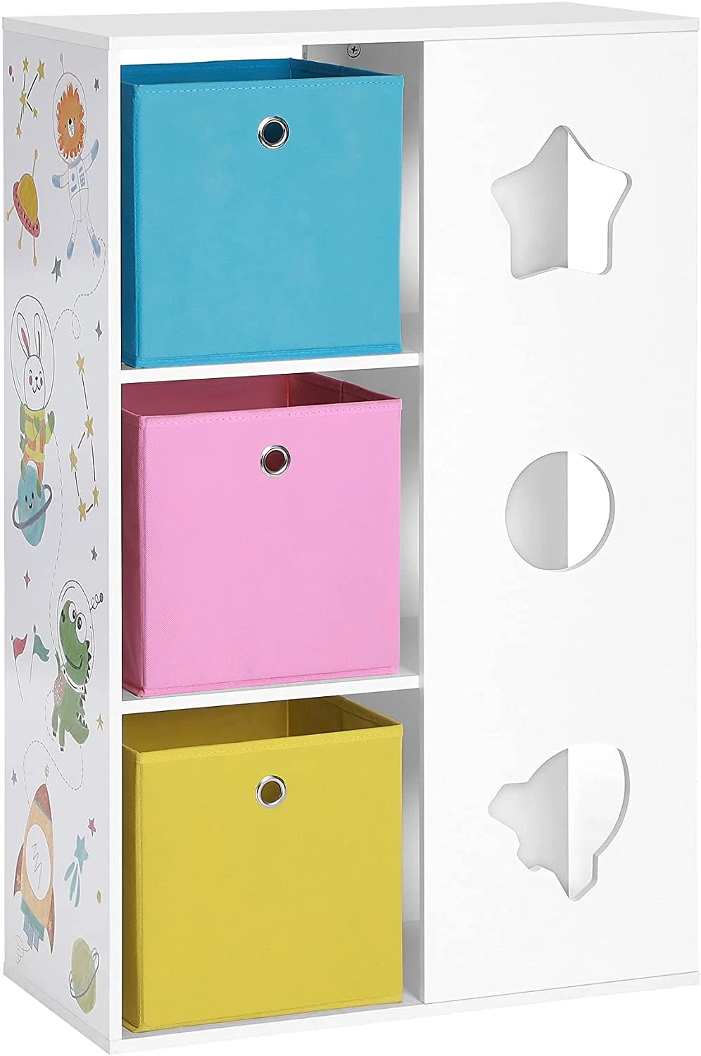 Kinderkamerplank, speelplank, speelgoedopslag, multifunctionele opbergdozen, plank, voor kinderkamers, speelkamers, wit, blauw, roze en geel - SimpleDeal.nl