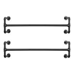 Kledingstangen Set Van 2, Garderobestangen İn İndustrieel Design, Wandmontage, Ruimtebesparend, 110 X 30 X 29,3 Cm, Tot 60 Kg Belastbaar, Eenvoudige Montage, Voor Kleine Ruimtes, Zwart