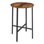 Hoge Tafel, Bartafel, Ronde Keukentafel, Hoge Bijzettafel, Ø 60 X 90 Cm, Woonkamer, Keuken, Eenvoudige Constructie, Stabiel, Stalen Frame, İndustrieel Ontwerp, Vintage Bruin-Zwart