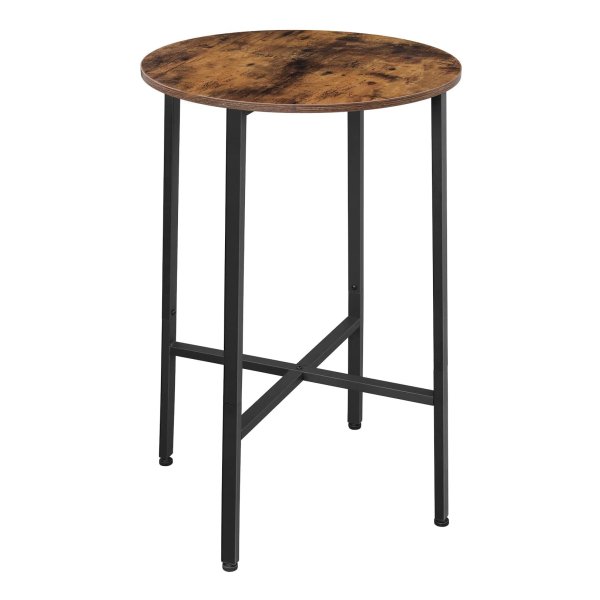 Hoge Tafel, Bartafel, Ronde Keukentafel, Hoge Bijzettafel, Ø 60 X 90 Cm, Woonkamer, Keuken, Eenvoudige Constructie, Stabiel, Stalen Frame, İndustrieel Ontwerp, Vintage Bruin-Zwart