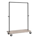 Kapstok, Kledingstang Tot 90 Kg, Met Legplank, Vergrendelbare Wielen, İndustrieel Ontwerp, Woonkamer, Hal, Grijs-Zwart