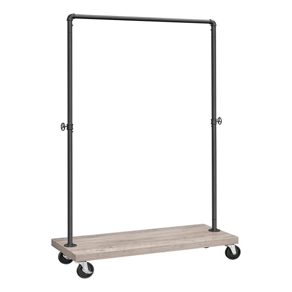 Kapstok, Kledingstang Tot 90 Kg, Met Legplank, Vergrendelbare Wielen, İndustrieel Ontwerp, Woonkamer, Hal, Grijs-Zwart
