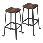 Bar Krukken, Set Van 2 Bar Stoelen Voor Het Keukeneiland, Hoek, Bar, Ontbijt, Rugleuning Met Voetsteun, 71 Cm Hoogte, Vintage, Industrieel, Rustiek Bruin En Zwart