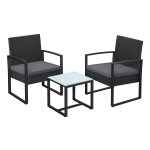 Moderne Balkonmeubel en Tuinmeubel Set - Loungeset Ideaal voor Balkon en Tuin - Zwart