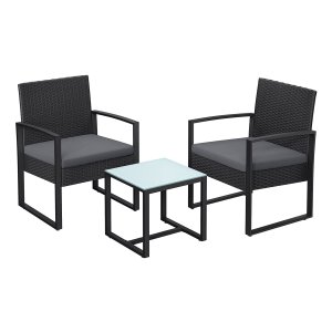 Moderne Balkonmeubel en Tuinmeubel Set - Loungeset Ideaal voor Balkon en Tuin - Zwart