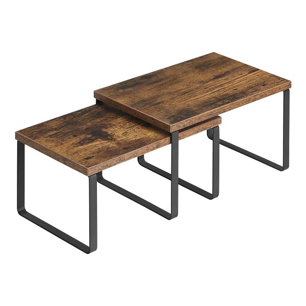 Kruidenrekjes, Set Van 2, Keukenplanken, Uitzetbare Keukenopbergers, Stapelbaar, Gemaakt Van Metaal En Spaanplaat, Legbordinzet, Voor Keukenkastje, Keuken, Vintage Bruin-Zwart