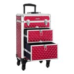 Trolley Cosmetische Hoes, Aluminium Make-Uphoes, Schoonheidskoffer, Rood