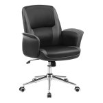 Bureaustoel, Bureaustoel, Pu-Oppervlak, Draaistoel, Computerstoel, İn Hoogte Verstelbaar, Wipfunctie, Zwart-Grijs